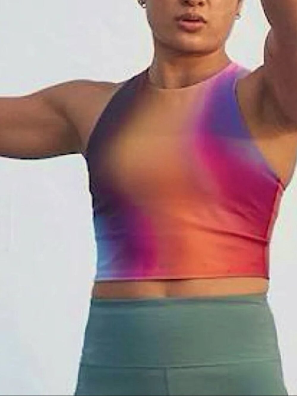 Athleta Conscious Crop Bra Tank - Multi-Colored Rainbow - XS